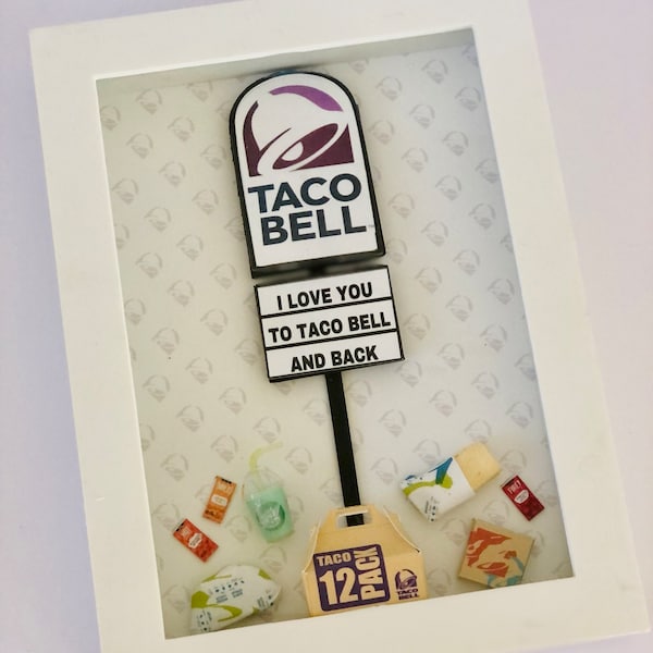 Taco Bell Customized 5"x7" Shadowbox, Best Friend Gift, Baja Blast Gift for Her, Burrito Present for Him, Wall Art, Birthday, Anniversary
