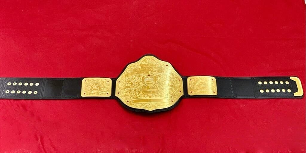 Ceinture De Championnat Big Gold - Réplique WWE - Liseré Corde 2mm - Cuir - Neuve
