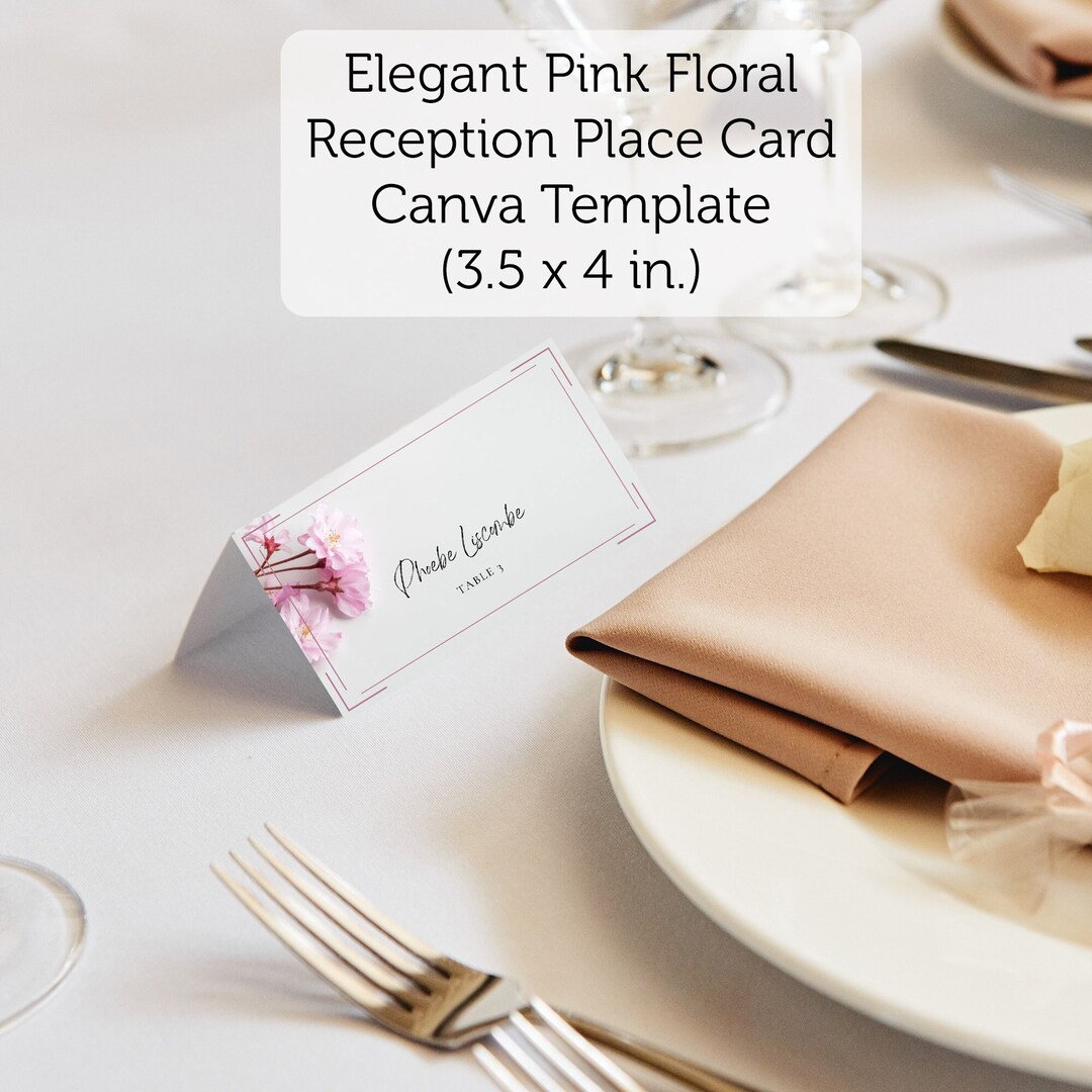 Editable Wedding Reception Place Card Canva Template With Etsy