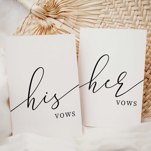 Printable His And Her Vows, Bride and Groom Wedding Day Card Template, Minimalist Wedding Vows Card, Wedding Ceremony Card Brooklyn