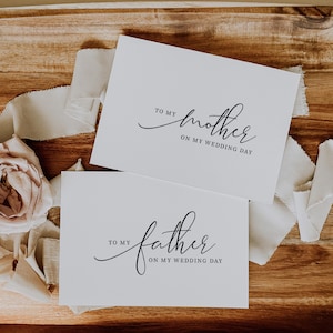 To My Mother and Father On My Wedding Card, Minimalist Wedding Day Card Set, To My Parents Wedding Day Card, Brooklyn