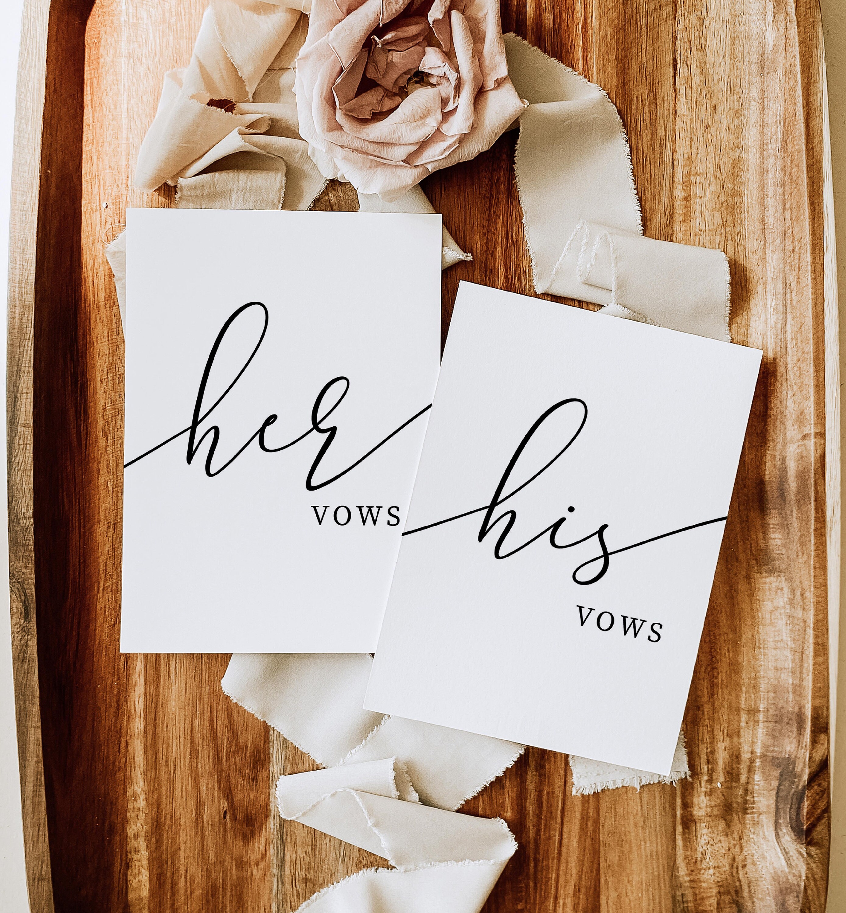 Printable His and Her Vows Bride and Groom Wedding Day Card - Etsy ...