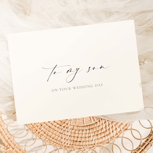 To My Son On Your Wedding Day Card, Modern Minimalist Wedding Day Card, Parents To Groom Wedding Day Card, Ivory, Ellesmere