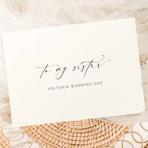 To My Sister On YOUR Wedding Day Card, Modern Minimalist Wedding Day Card, Sibling To Sister Wedding Day Card, Ivory, Ellesmere