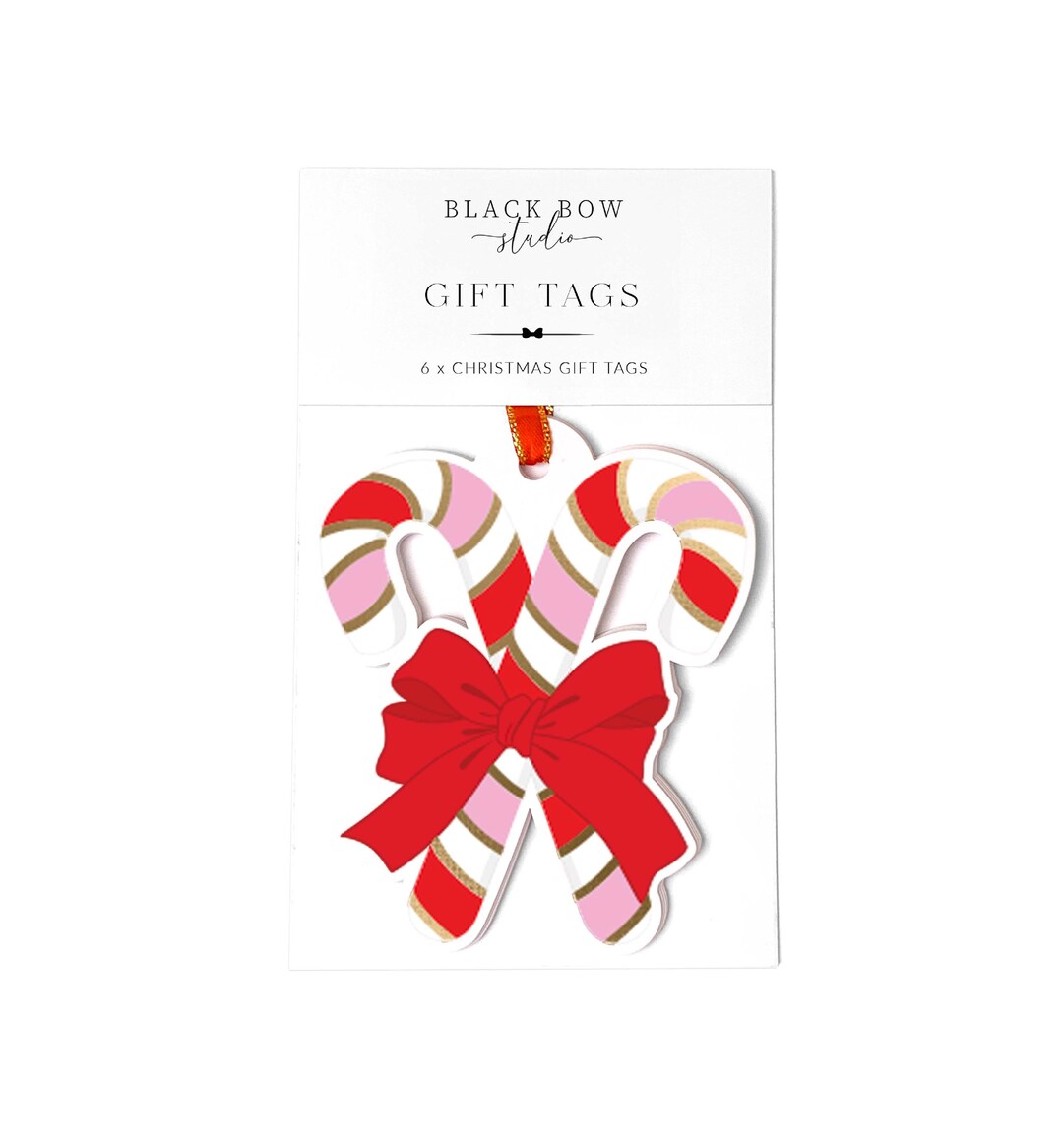 Candy Cane Christmas Gift Tags Set of 6, Christmas Gift Tag Labels ...