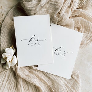 His And Her Vows, Bride and Groom Wedding Day Card Template, Minimalist Wedding Vows Card, Wedding Ceremony Card, Off White Ivory, Ellesmere