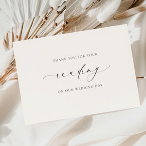 Thank You For Reading At Our Wedding Card, Wedding Reader Thank You Card, Minimalist Wedding Card, Off White Ivory, Ellesmere