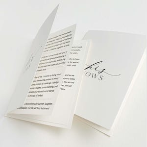 His And Her Vows, Bride and Groom Wedding Day Card, Off White Ivory, Ellesmere 1 x His (Printed)