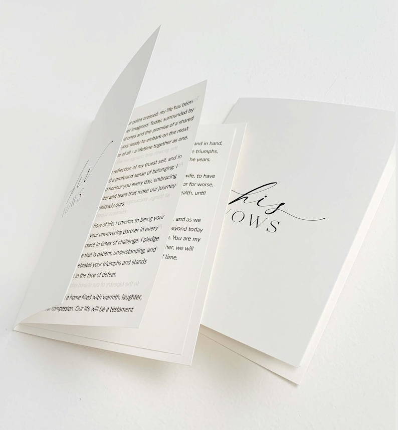 His And Her Vows, Bride and Groom Wedding Day Card, Off White Ivory, Ellesmere 1 x His (Printed)