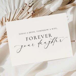 Today a Bride, Tomorrow a Wife, Forever Your Daughter Wedding Day Card, Minimalist Wedding, To Parents Wedding Day Card, Ivory, Ellesmere