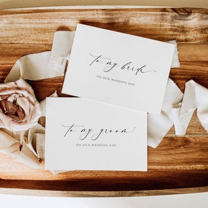 To My Bride and Groom On Our Wedding Day Card Set, Minimalist Future Wife and Future Husband Card Set, Vows Card, Off White Ivory, Ellesmere