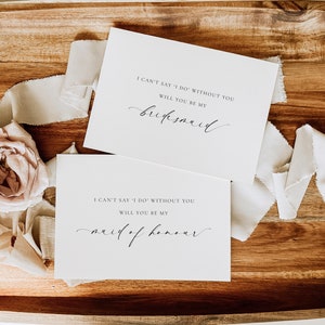 Bridesmaid and Maid Of Honour Proposal Card, Minimalist Bridesmaid Box Gift Card, Bridal Party Proposal Card, Off White Ivory, Ellesmere