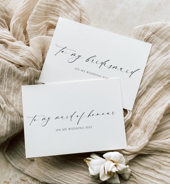 To My Bridesmaid and Maid Of Honour On My Wedding Day Card, Off White Ivory, Ellesmere