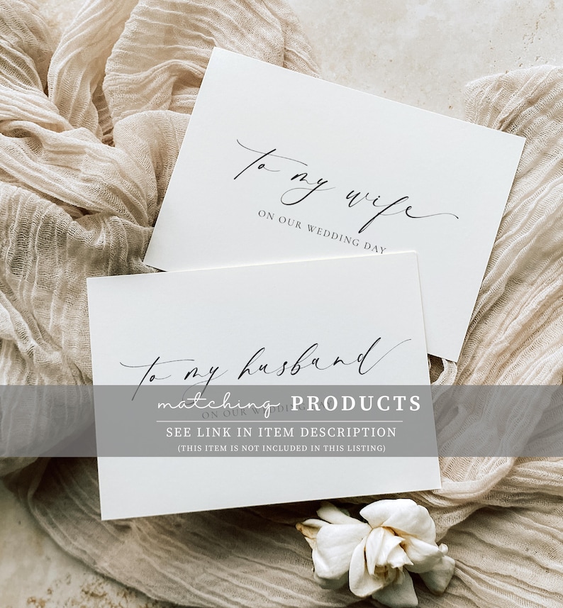 His And Her Vows, Bride and Groom Wedding Day Card, Minimalist Wedding Vows Card, Wedding Ceremony Card, Off White Ivory, Ellesmere image 9