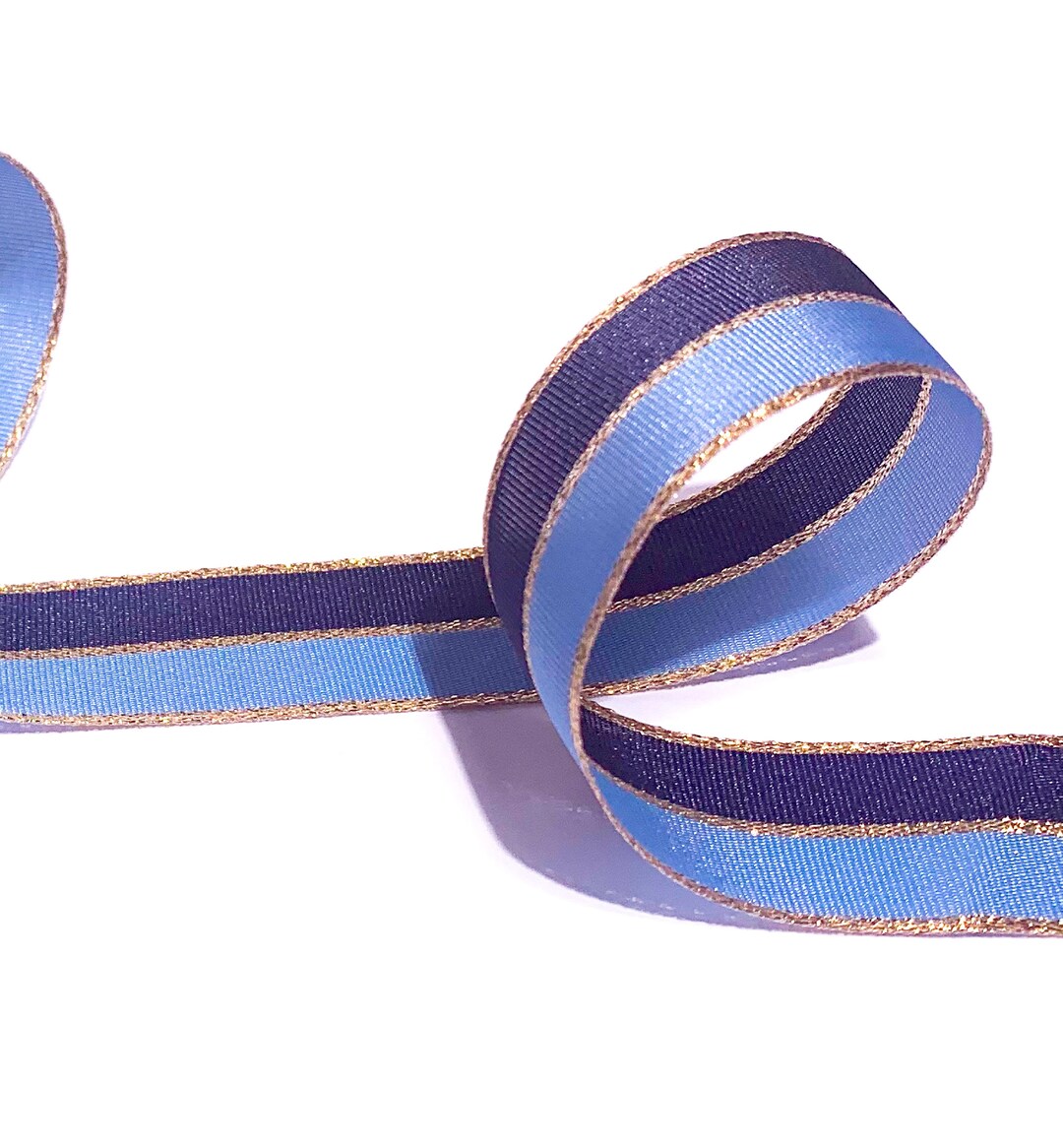 Navy Blue and Gold Striped Ribbon, 25mm Double-sided Ribbon - Etsy ...