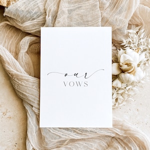 Our Vows Booklet, Minimalist Wedding Vows Card, Gender Neutral Wedding Vows Card Template, Wedding Ceremony Card, Off White Ivory, Ellesmere