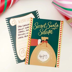 Secret Santa Selector Set of 8 cards, Scratch-off Secret Santa Assignment Cards, Christmas Gift Exchange Game, Christmas, Gift List