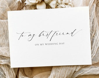 To My Best Friend On MY Wedding Day Card, Minimalist Best Friend Wedding Keepsake Card, Wedding Card, Ivory, Ellesmere