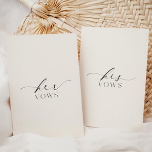 His And Her Vows, Bride and Groom Wedding Day Card Template, Minimalist Wedding Vows Card, Wedding Ceremony Card, Off White Ivory, Ellesmere