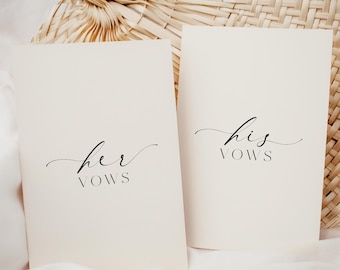 His And Her Vows, Bride and Groom Wedding Day Card, Minimalist Wedding Vows Card, Wedding Ceremony Card, Off White Ivory, Ellesmere