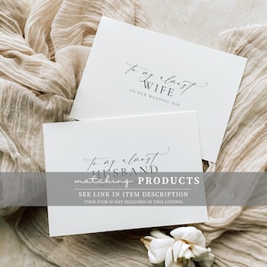 His And Her Vows, Bride and Groom Wedding Day Card, Minimalist Wedding Vows Card, Wedding Ceremony Card, Off White Ivory, Ellesmere image 8