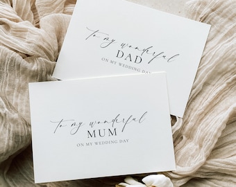 To My Wonderful Mum and Dad On My Wedding Card, Minimalist Wedding Day Card Set, To My Parents Wedding Day Card, Off White Ivory, Ellesmere