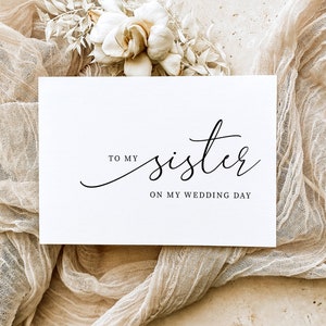 To My Sister On MY Wedding Day Card, Modern Minimalist Wedding Day Card, Sibling To Sister Wedding Day Card, Brooklyn