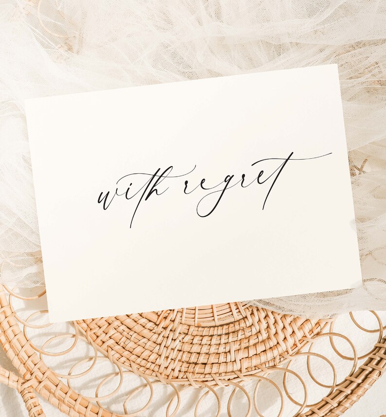 With Regret Wedding RSVP Card, Wedding Decline Invitation Card ...