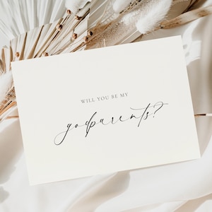 Will You Be My Godparents Proposal Card, Godmother Godfather Proposal Card, Christening Card, Off-White Ivory, Ellesmere