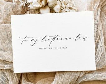 To My Brother-In-Law On MY Wedding Day Card, Modern Minimalist Wedding Day Card, Groom To Brother-In-Law Wedding Day Card, Ivory, Ellesmere