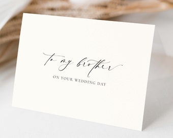 To My Brother On YOUR Wedding Day Card, Modern Minimalist Wedding Day Card, Sibling To Brother Wedding Day Card, Ivory, Ellesmere