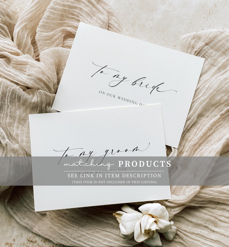 His And Her Vows, Bride and Groom Wedding Day Card, Minimalist Wedding Vows Card, Wedding Ceremony Card, Off White Ivory, Ellesmere image 10