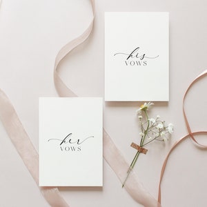 His And Her Vows, Bride and Groom Wedding Day Card Template, Minimalist Wedding Vows Card, Wedding Ceremony Card, Off White Ivory, Ellesmere