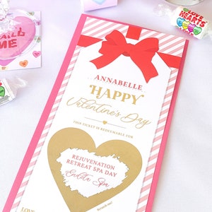 Scratch-Off Valentine's Day Voucher, Surprise & Reveal Valentine's Day Gift Voucher, Custom Printed Galentine's Gift Certificate, Stripe