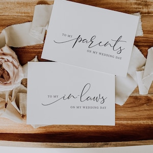 To My Parents and In-Laws On My Wedding Day Card Set, Minimalist Wedding Day Card Set, To My Parents Wedding Day Card, Brooklyn