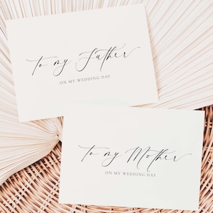 To My Mother and Father On My Wedding Card, Minimalist Wedding Day Card Set, To My Parents Wedding Day Card, Off White Ivory, Ellesmere