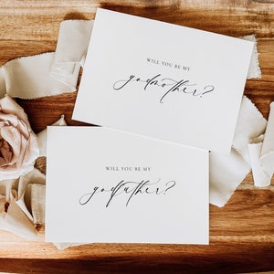 Will You Be My Godmother Godfather Proposal Card, Christening Card, Godparents Proposal Card, Off-White Ivory, Ellesmere