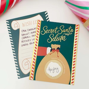 Secret Santa Selector Set of 8 cards, Scratch-off Secret Santa Assignment Cards, Christmas Gift Exchange Game, Christmas, Gift List