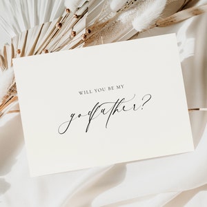 Will You Be My Godmother Godfather Proposal Card, Christening Card, Godparents Proposal Card, Off-White Ivory, Ellesmere