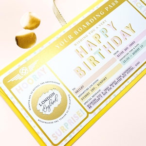 Scratch-Off Birthday Boarding Pass, Pastel Dot Surprise Reveal Fake Plane Ticket, Birthday Vacation Plane Ticket Gift, Birthday Weekend Trip