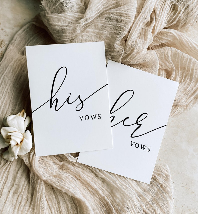 Printable His and Her Vows Bride and Groom Wedding Day Card - Etsy ...