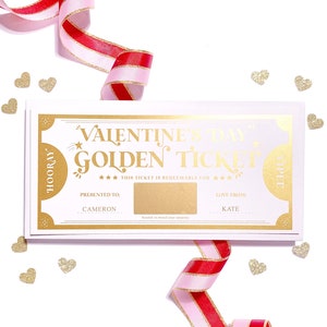Scratch-Off Valentine's Day Golden Ticket Voucher, Surprise & Reveal Valentine's Day Gift Voucher, Custom Galentine's Gift Certificate