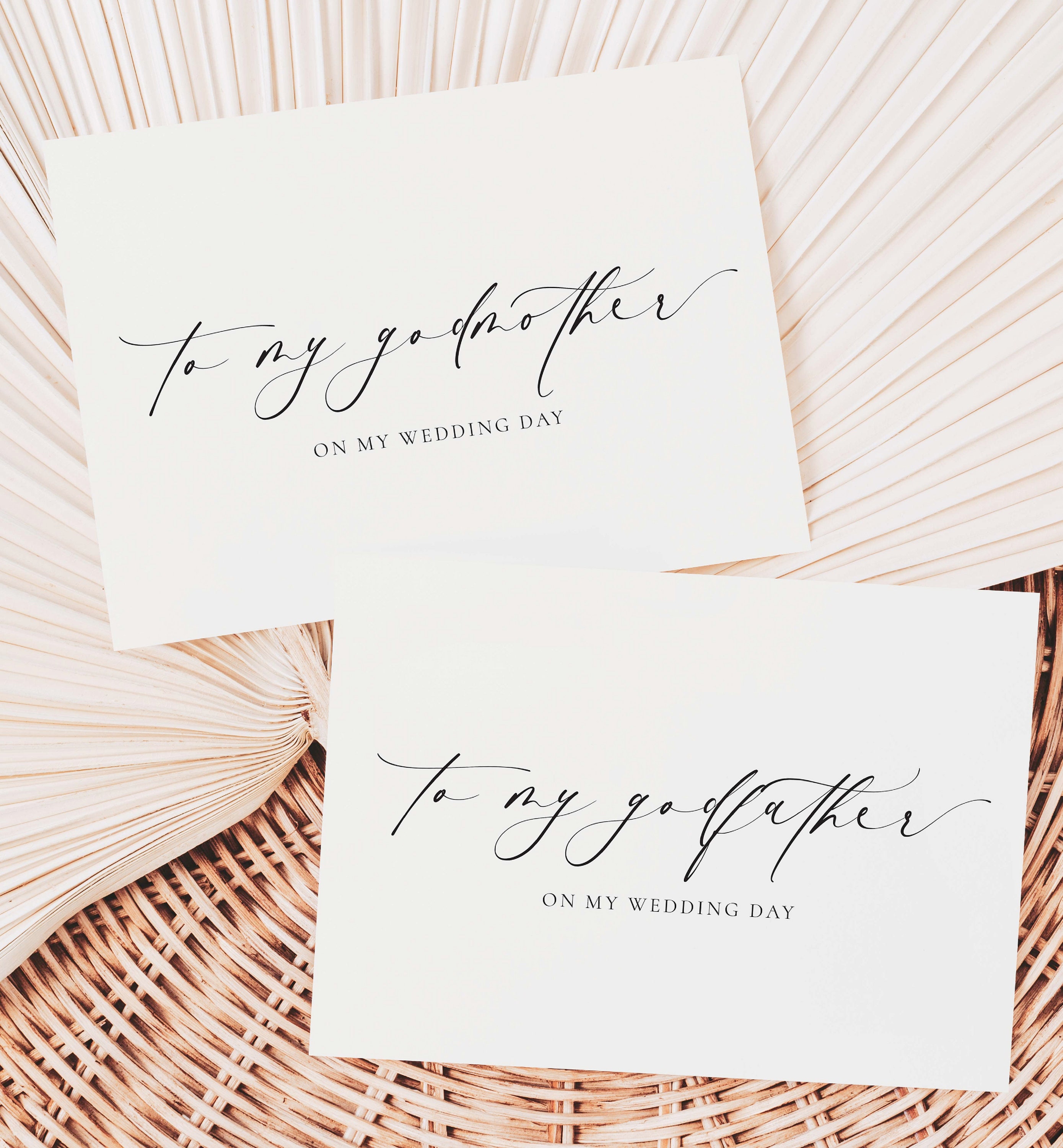 To My Godmother and Godfather On My Wedding Card, Minimalist Wedding Day  Card Set, To My Godparents Wedding Day Card, Ivory, Ellesmere, image size:2779x3000