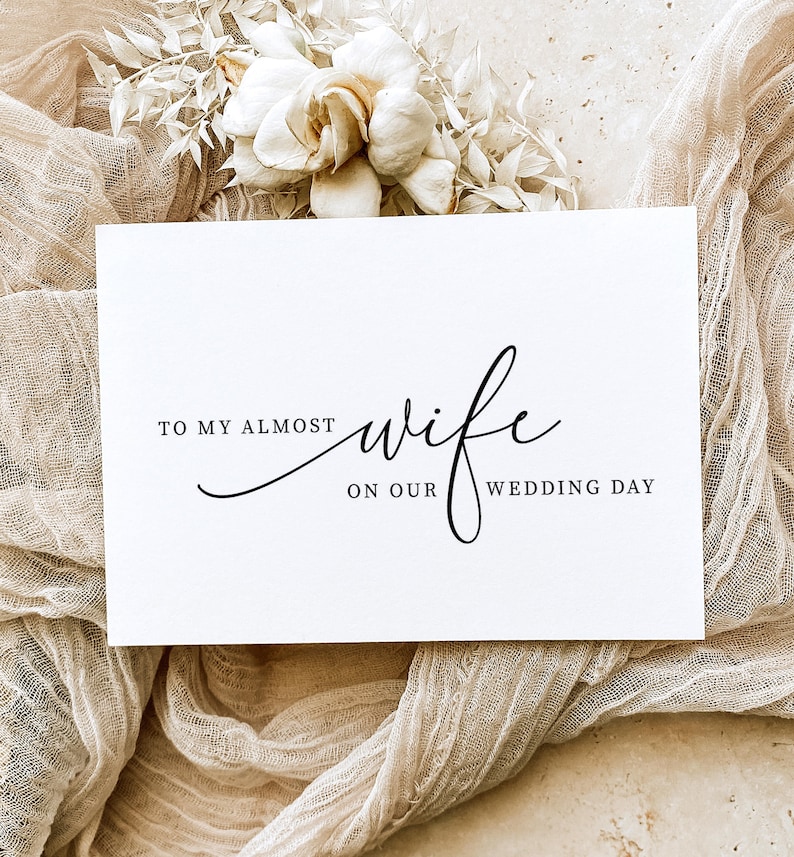 To My Almost Wife, My Almost Husband On Our Wedding Day Card, Minimalist Husband and Wife Card, Wedding Vows Card Brooklyn