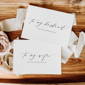 To My Wife, My Husband On Our Wedding Day Card, Minimalist Husband and Wife Card, Wedding Vows Card, Off White Ivory, Ellesmere