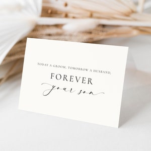 Today a Groom, Tomorrow a Husband, Forever Your Son Wedding Day Card, Minimalist Wedding, Groom To Parents Wedding Card, Ivory, Ellesmere