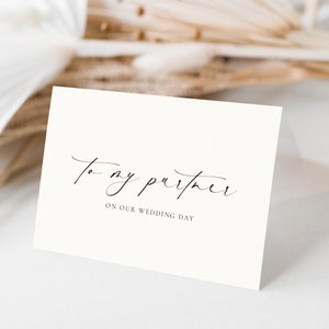 To My Partner On Our Wedding Day Card, Off White Ivory, Minimalist Husband and Wife Card, Bride and Groom Card, Wedding Vows Card Ellesmere