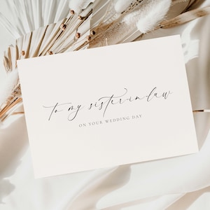 To My Sister-In-Law On YOUR Wedding Day Card, Modern Minimalist Wedding Day Card, Sibling To Bride Wedding Day Card, Ivory, Ellesmere