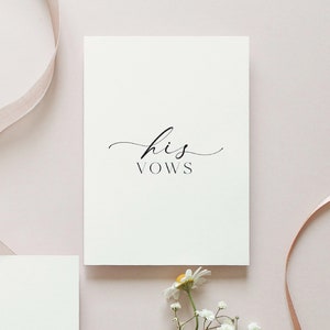 His And Her Vows, Bride and Groom Wedding Day Card, Minimalist Wedding Vows Card, Wedding Ceremony Card, Off White Ivory, Ellesmere 1 x His Vows