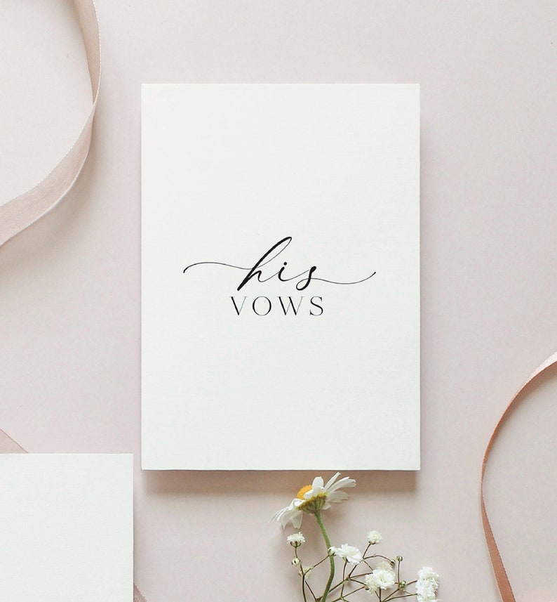 His And Her Vows, Bride and Groom Wedding Day Card, Minimalist Wedding Vows Card, Wedding Ceremony Card, Off White Ivory, Ellesmere 1 x His Vows